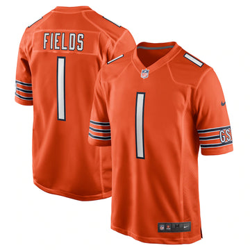 Men’s Chicago Bears Justin Fields # Orange 2021 NFL Draft First Round Pick Alternate Game Jersey - CADEAUME