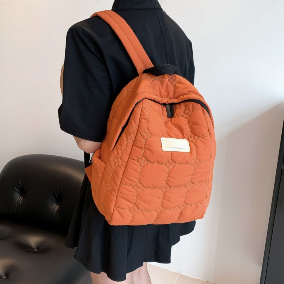 Quilted Polyester Backpack Bag