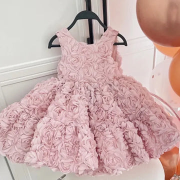 2024 Baby Dress for Eid 2023 Flower Girl Dresses for Weddings Kids Luxury Evening Fashion Pink Ceremony Clothing Infant Children