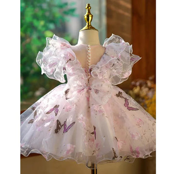Children's Princess Evening Gown Fashionable Printed Ruffle Design Wedding Birthday Baptism Easter Eid Party Girls Dresses A2598