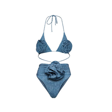 Ashgaily 2024 Cut Out One Piece Swimsuit with Skirt 3D Flower Women Swimwear Monokini Bodysuit Bathing Suit Beach Wear