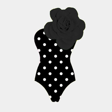2024 New 3D Flower One Shoulder One Piece Swimsuit For Women Swimwear with Skirt Bathing Suit Monokini Beach Bodysuit Beach Wear