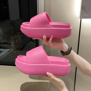 8cm New Thick Sole EVA Slippers for Women Fashion Home Platform Slippers for Summer Outwear Non Slip Elevated Slippers for Women