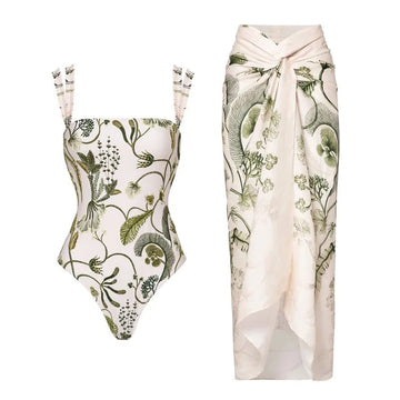 2024 New Print One Piece Swimsuit For Women Swimwear with Skirt Bathing Suit Monokini Beach Bodysuit Beach Wear