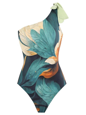 2024 One Shoulder Swimsuit & Long Skirt Padded Sexy Swimwear Women Bathing Suit Female Swimming Summer Beachwear Bodysuit