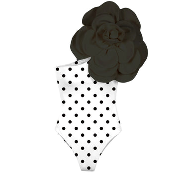 2024 New 3D Flower One Shoulder One Piece Swimsuit For Women Swimwear with Skirt Bathing Suit Monokini Beach Bodysuit Beach Wear