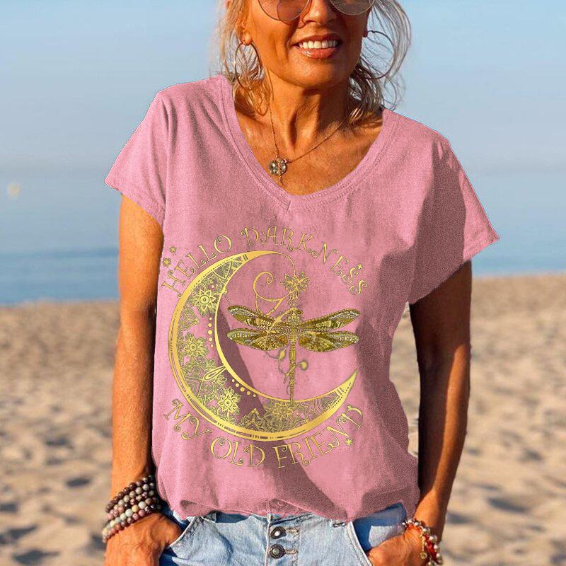 Women Hello Darkness My Old Friend Graphic Tee - Outlets Forever