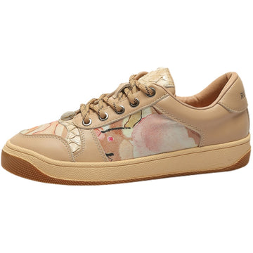 Casual sports shoes leather lace-up flat-bottomed old dirty shoes