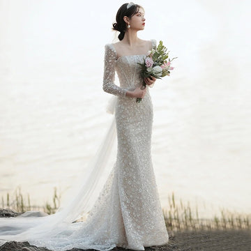 Wedding dress bride dream gauze t fishtail high-end light luxury dress