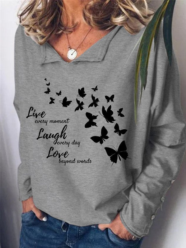 Women Live Laugh Love Long Sleeve Top - Outlets Forever