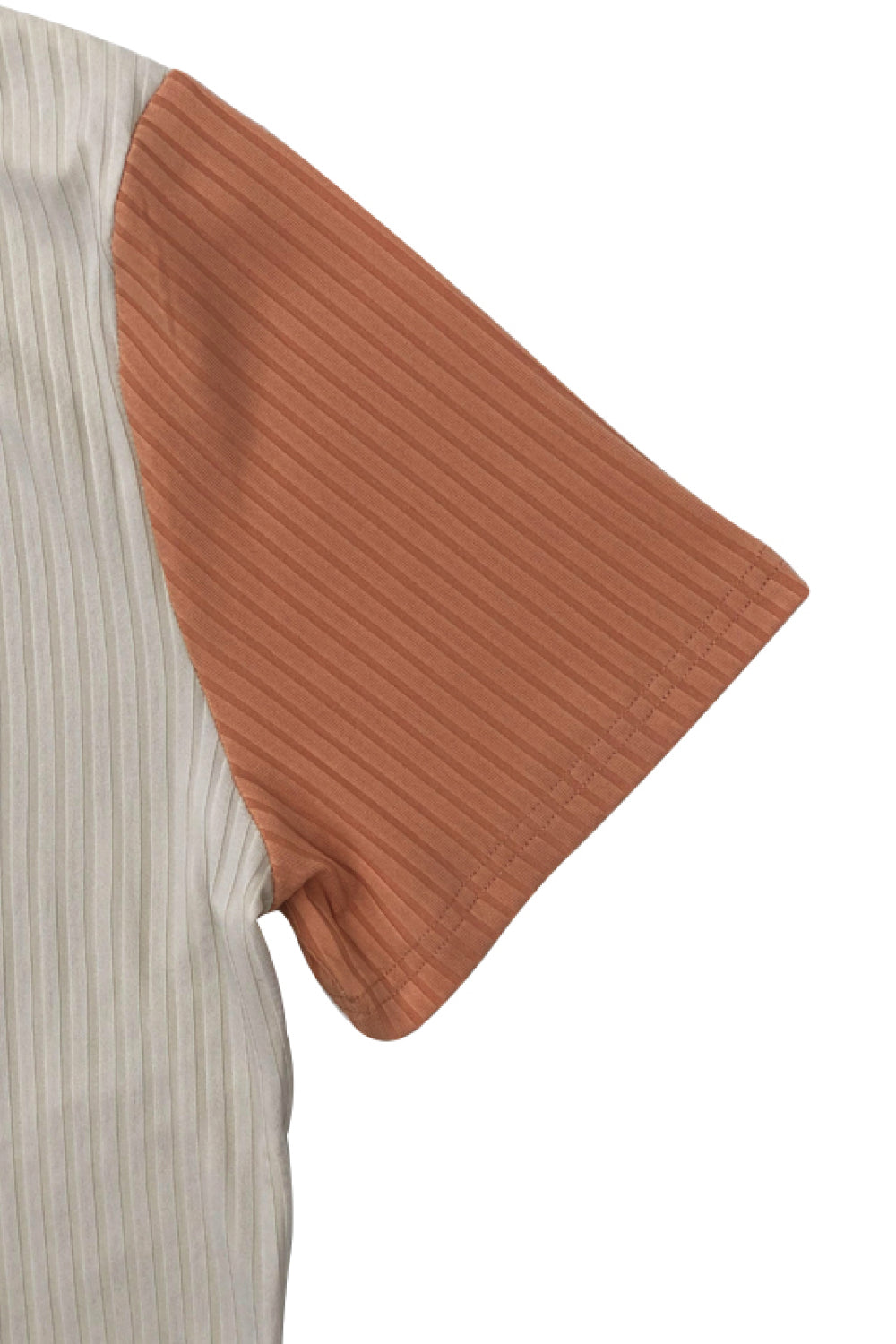 Plus Size Two-Tone Ribbed Top and Drawstring Pants Set - Outlets Forever