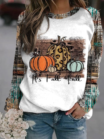 Women Ethnic Western It's Fall Yall Pumpkin Print Sweatshirt