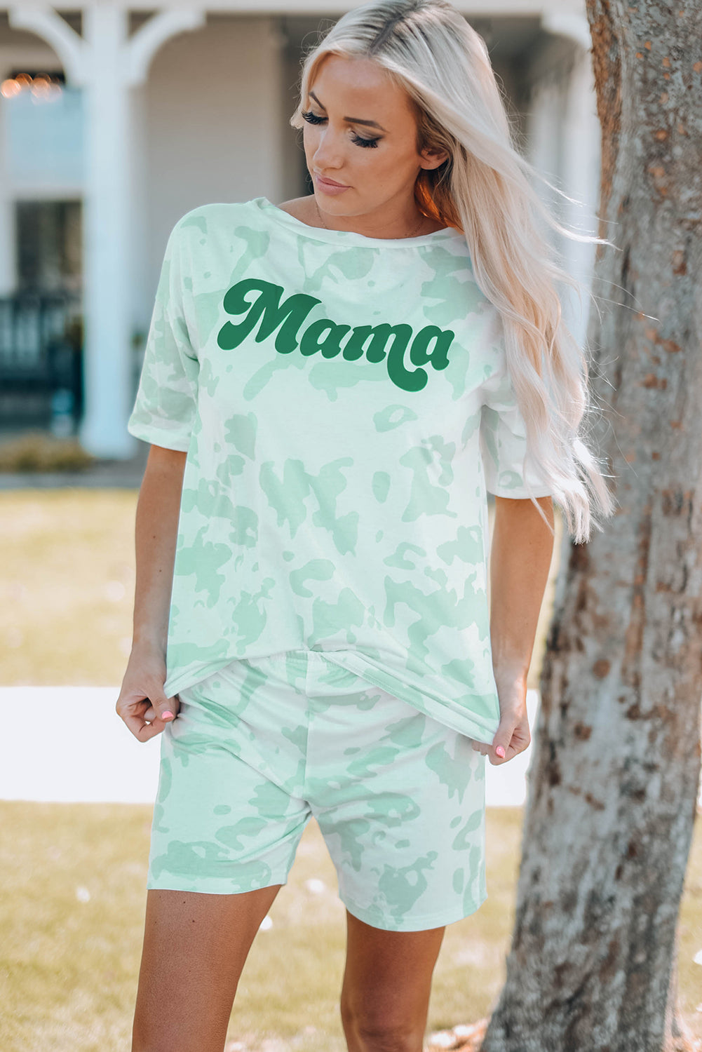 Women Printed Letter Graphic Lounge Set - Outlets Forever