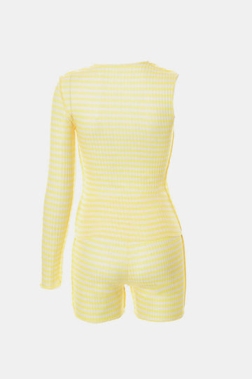 Striped Exposed Seam Top and Shorts Set