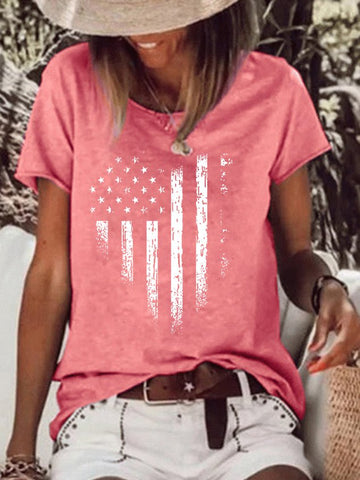 Women American Flag Star and Striped T shirt - Outlets Forever