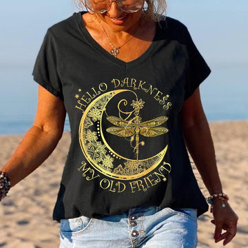 Women Hello Darkness My Old Friend Graphic Tee - Outlets Forever