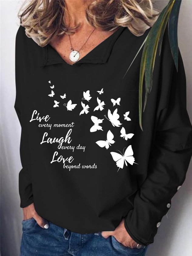 Women Live Laugh Love Long Sleeve Top - Outlets Forever