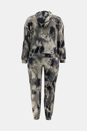 Full Size Tie-Dye Hoodie and Drawstring Joggers Set - Outlets Forever