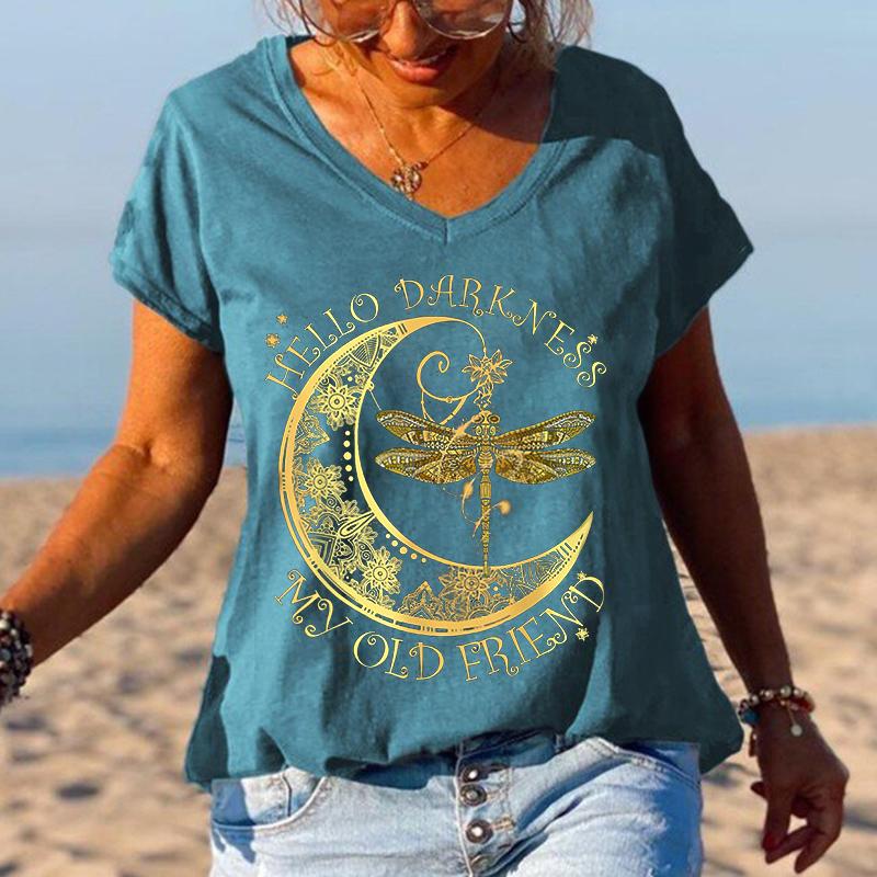 Women Hello Darkness My Old Friend Graphic Tee - Outlets Forever