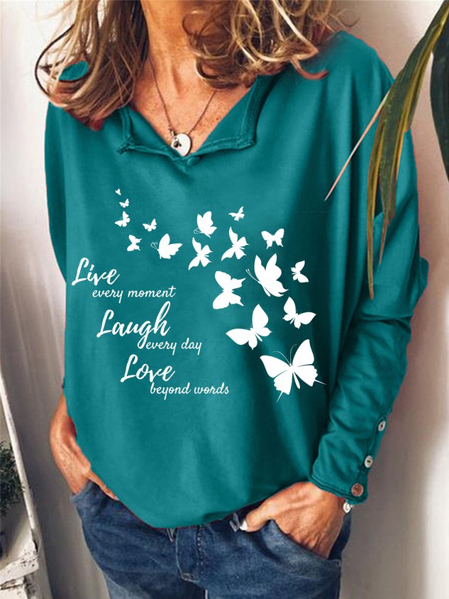 Women Live Laugh Love Long Sleeve Top - Outlets Forever