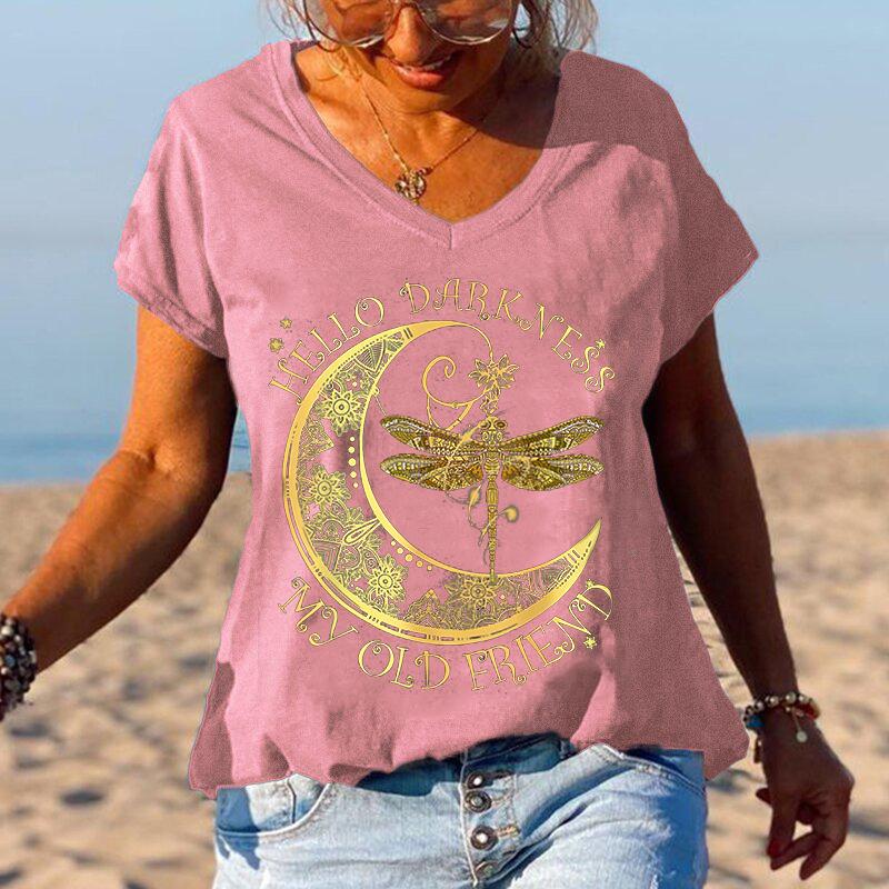 Women Hello Darkness My Old Friend Graphic Tee - Outlets Forever