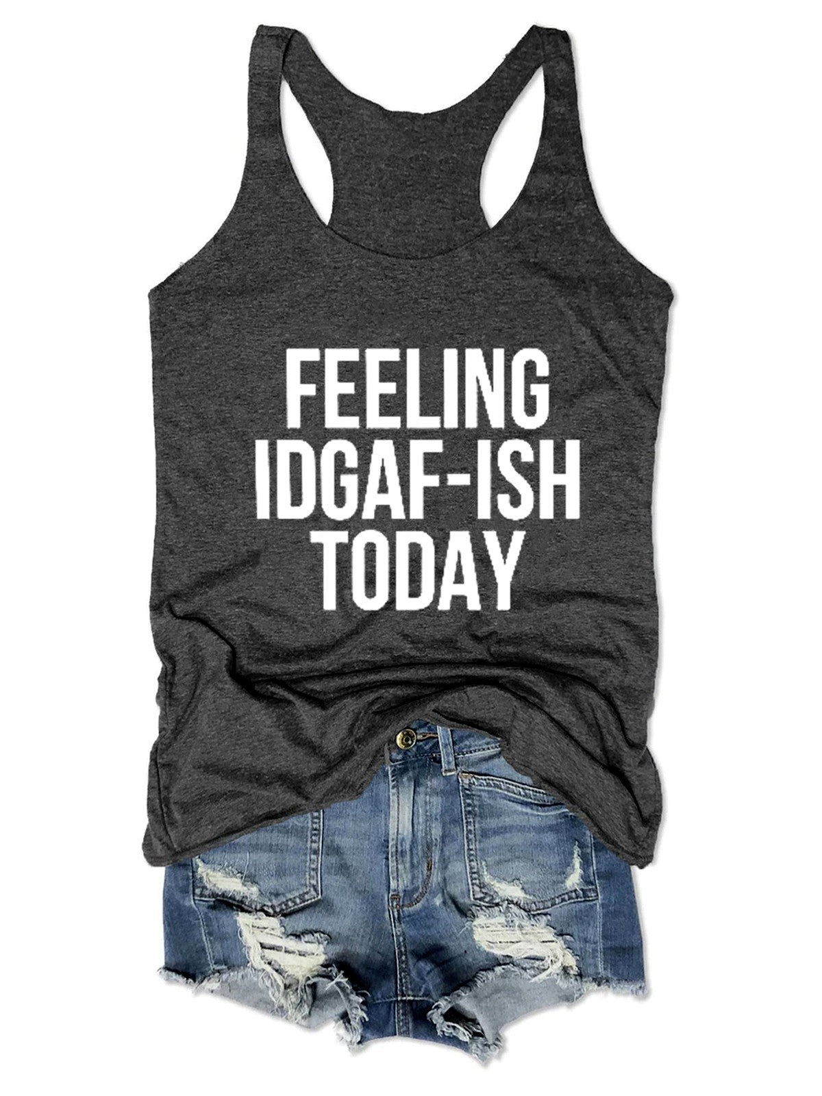 Feeling Text Printed Women Tank Top - Outlets Forever
