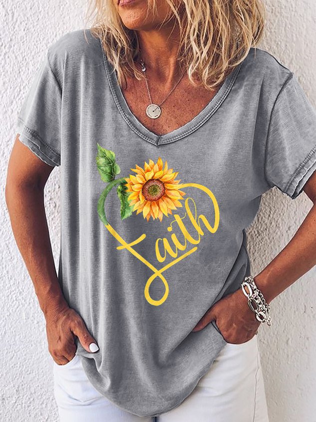 Women Sunflower Faith T-Shirt - Outlets Forever