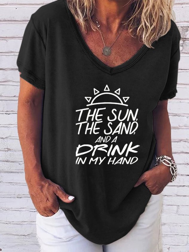 The Sun The Sand Drink In My Hand Tee - Outlets Forever