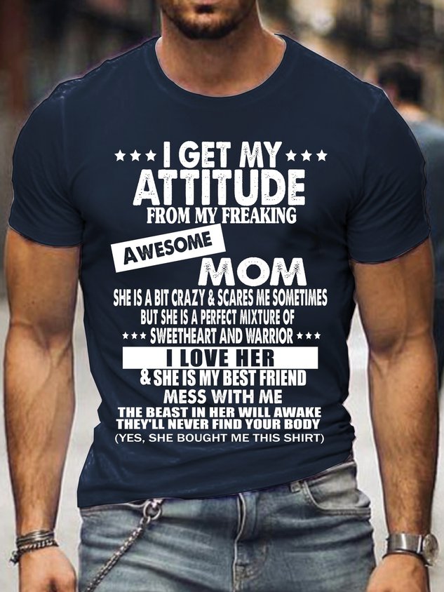 I Get A Awesome Mom Crew Neck Shirts & Tops - Outlets Forever