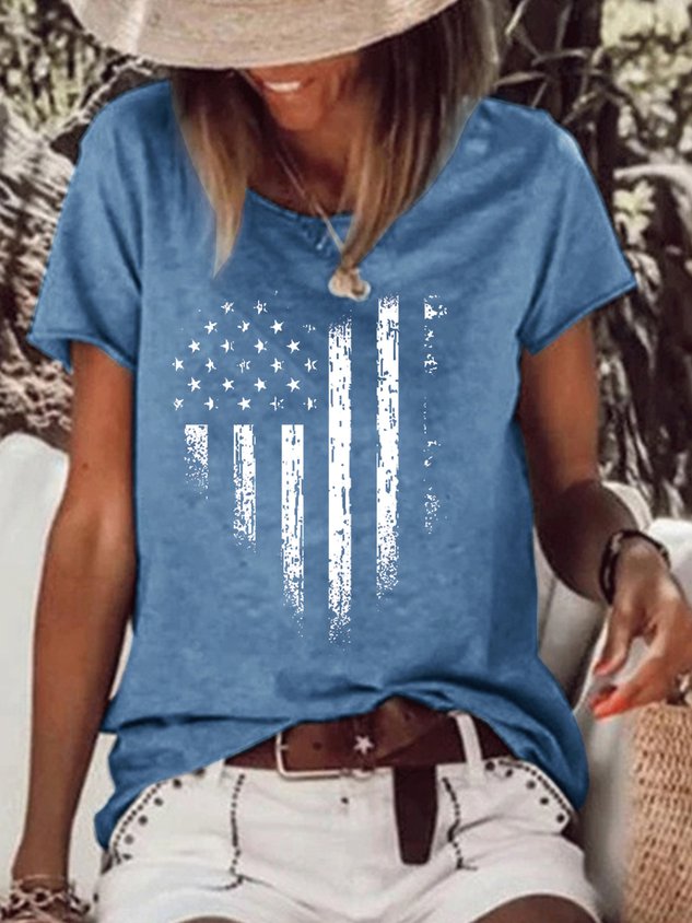 Women American Flag Star and Striped T shirt - Outlets Forever