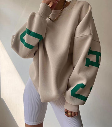 Letters Print Sweatshirt Women Fashion Fleece Long Sleeve Loose Hoodies Y2k Streetwear 2022 Autumn Winter Lady Pullovers