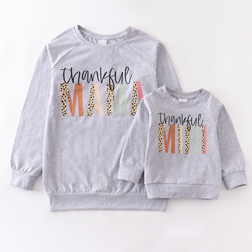 Thanksgiving Baby Girls Mommy &Me Leopard Pumpkin Pie Thankful Boutique Top T-shirts Kids Clothing Sweatshirts