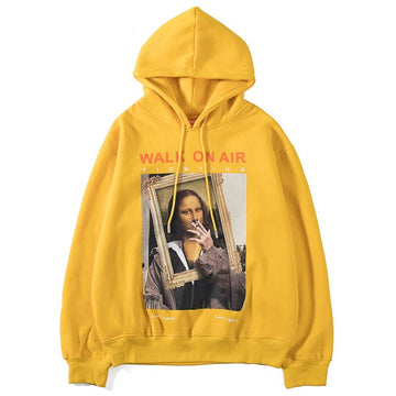 Funny MonaLisa Smoking Fleece Hoodies Pullover Hooded Sweatshirts