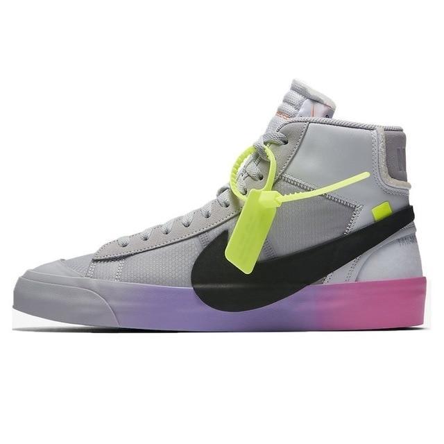 Nike Blazer Mid x offwhite QUEEN ow Men's Skateboarding Shoes Joint Rainbow New Arrival Breathable Sports shoes # AA3832-002 - Cadeau Me