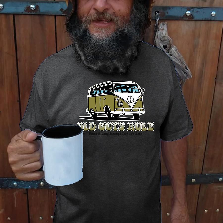 Old Guys Rule Tourist Bus Pattern Mens T-shirt - Outlets Forever