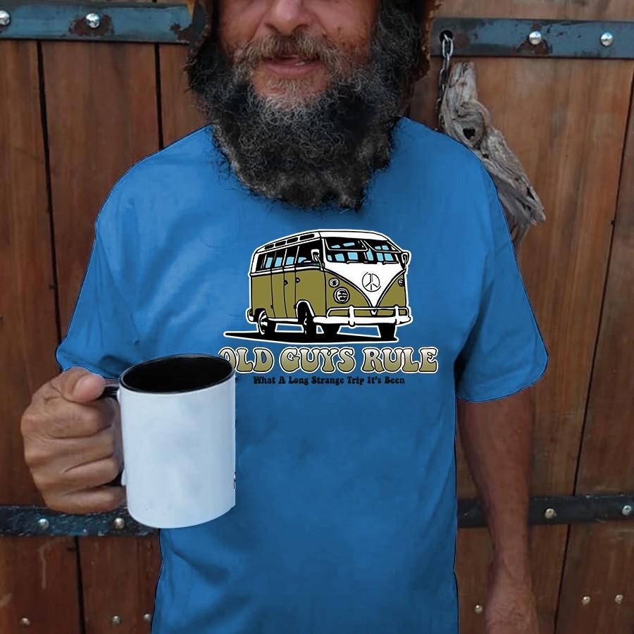Old Guys Rule Tourist Bus Pattern Mens T-shirt - Outlets Forever