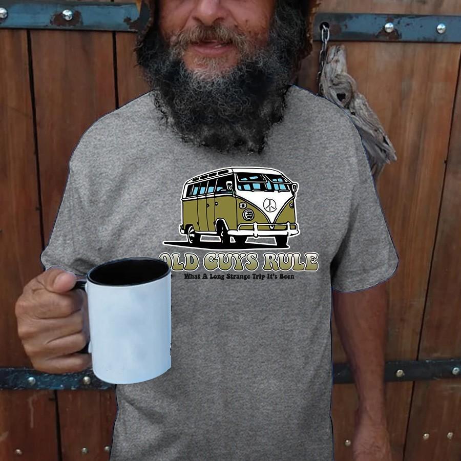 Old Guys Rule Tourist Bus Pattern Mens T-shirt - Outlets Forever