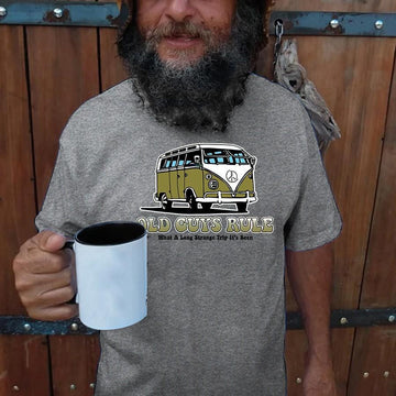 Old Guys Rule Tourist Bus Pattern Mens T-shirt - Outlets Forever