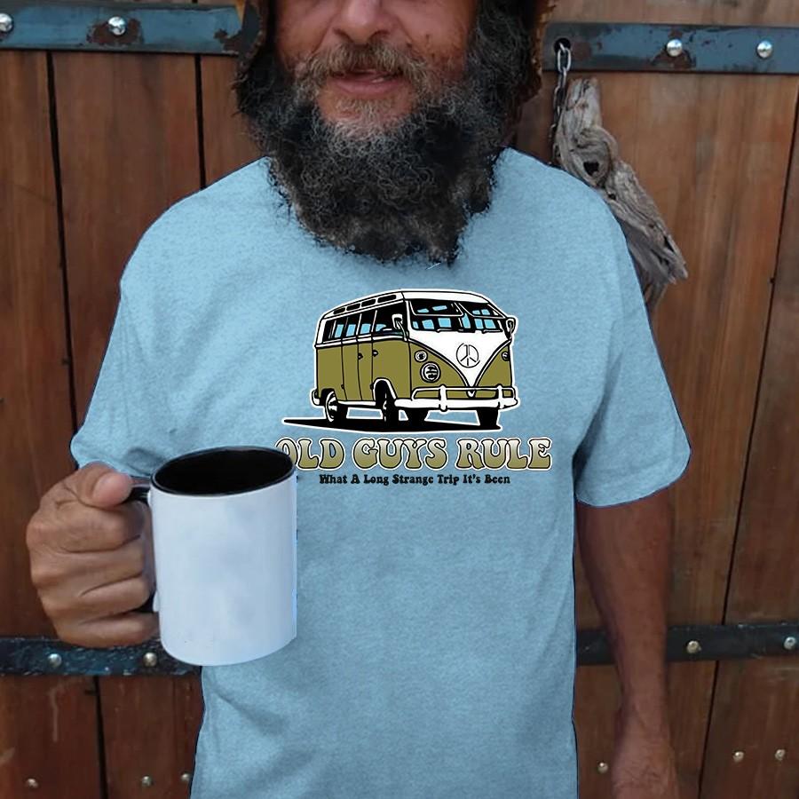Old Guys Rule Tourist Bus Pattern Mens T-shirt - Outlets Forever