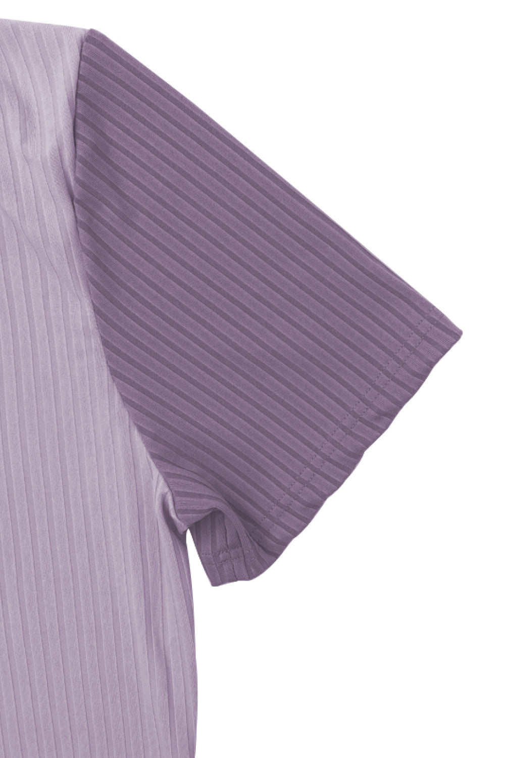 Plus Size Two-Tone Ribbed Top and Drawstring Pants Set - Outlets Forever