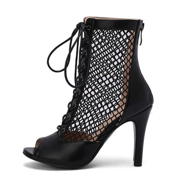 Ankle Boots Women Pumps Lace-up High Heels Party Shoes Female Large Size