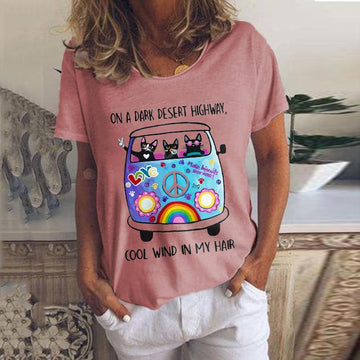 Cats In The Peace Car Hippies Tee