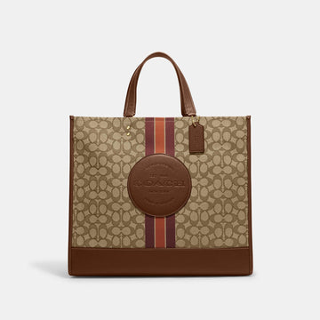 Coach Outlet Dempsey Tote 40 In Signature Jacquard With Stripe And Coach Patch - CADEAUME