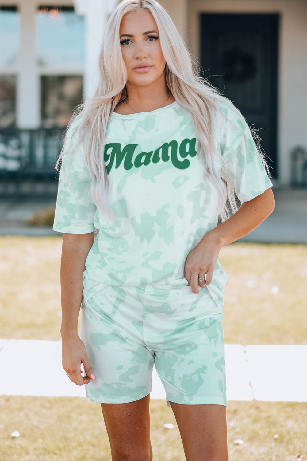 Women Printed Letter Graphic Lounge Set - Outlets Forever