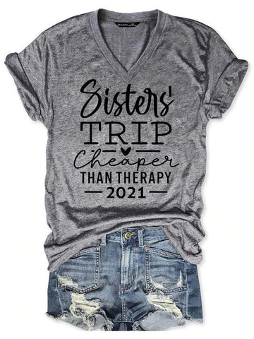 Women Sister's Trip Therapy Tee - Outlets Forever
