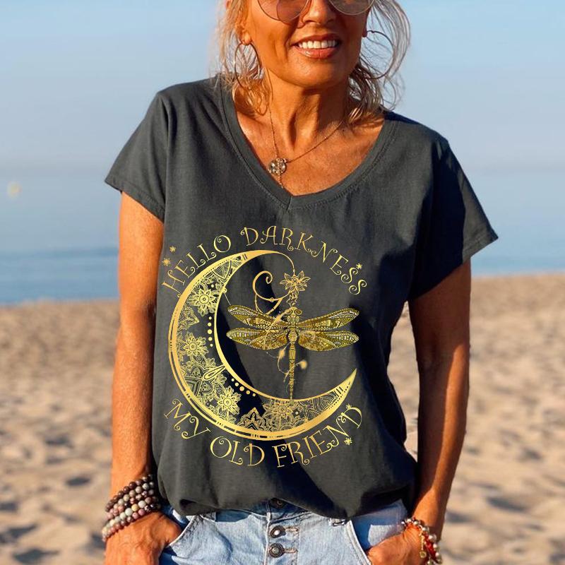 Women Hello Darkness My Old Friend Graphic Tee - Outlets Forever
