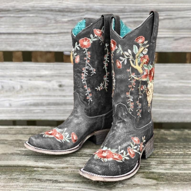 Women's embroidered rider boots - Outlets Forever