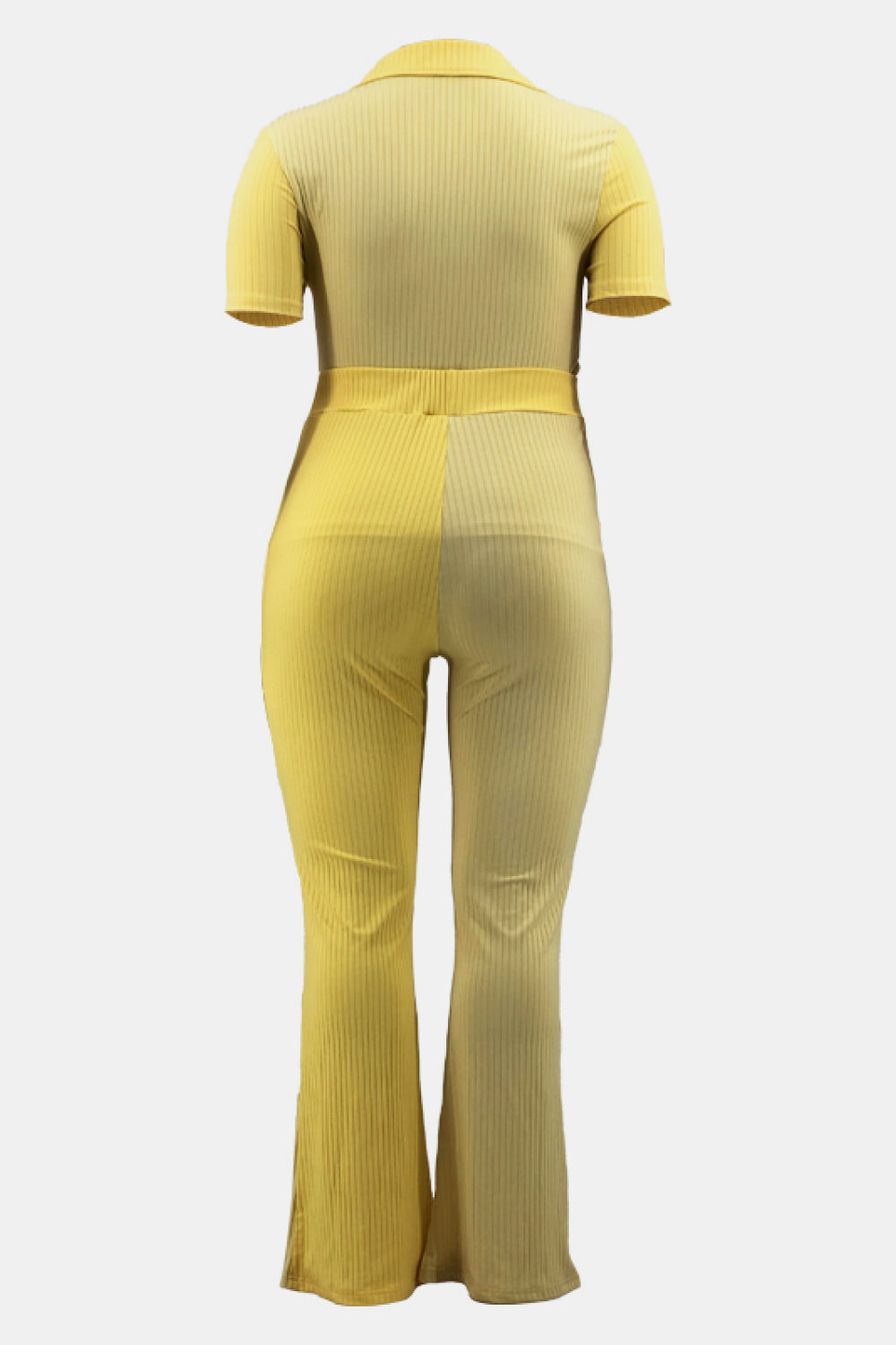 Plus Size Two-Tone Ribbed Top and Drawstring Pants Set - Outlets Forever