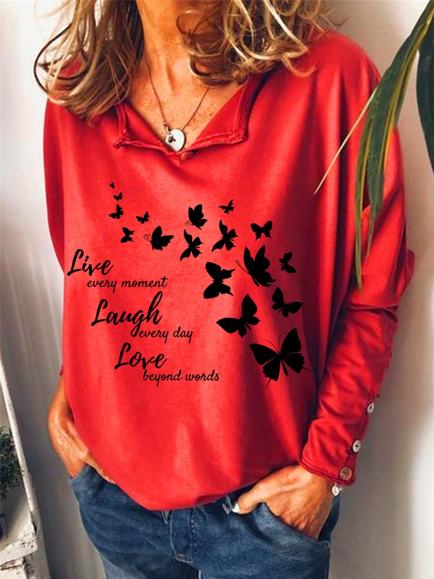 Women Live Laugh Love Long Sleeve Top - Outlets Forever