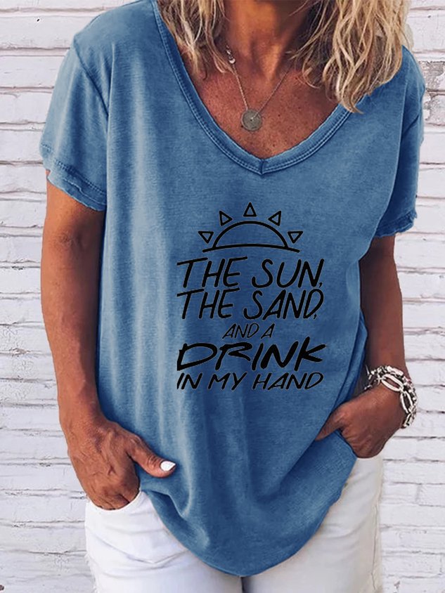 The Sun The Sand Drink In My Hand Tee - Outlets Forever